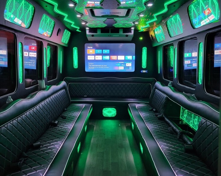 25 Passenger Party Bus Rental Amenities