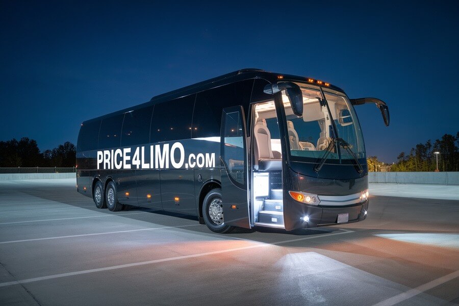 Price4limo Black 56 Passenger Coach Bus Rental
