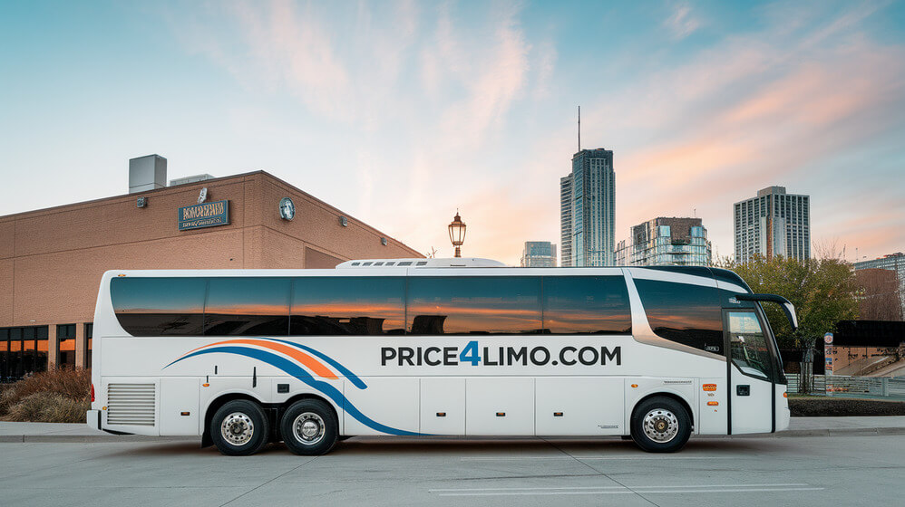 Price4limo White 50 Passenger Charter Bus Rental